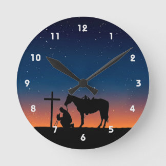Cowboy Prayer Silhouette Wall Clock
