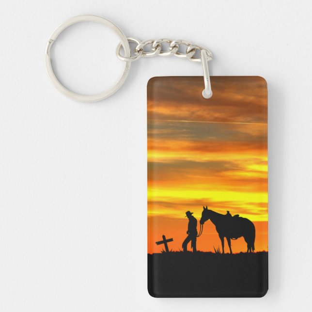 Cowboy Prayer with Sunset Key Ring (Front)
