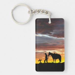 Cowboy Prayer with Sunset Key Ring