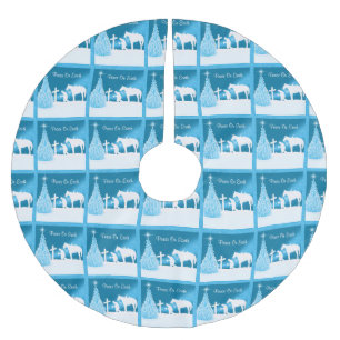 Cowboy Praying at The Cross Western Christmas Brushed Polyester Tree Skirt