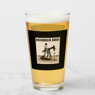 Cowboy Pump Jack Rodeo Design, Western Oilfield Glass