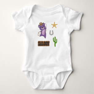 Cowboy Purple Cute Bear Saloon Western Baby Bodysuit