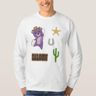 Cowboy Purple Cute Bear Saloon Western T-Shirt