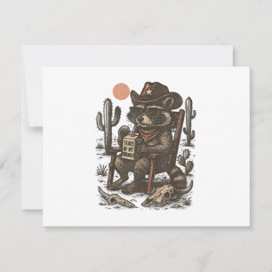 Cowboy Raccoon Funny Western Invitation