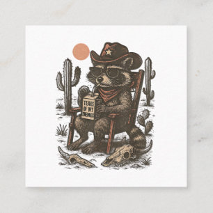 Cowboy Raccoon Funny Western  Square Business Card