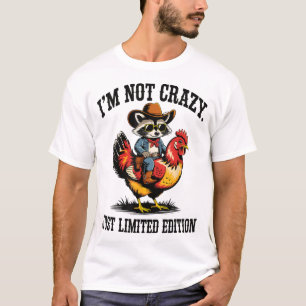 Cowboy Racoon Riding Chicken Country Humour T-Shirt