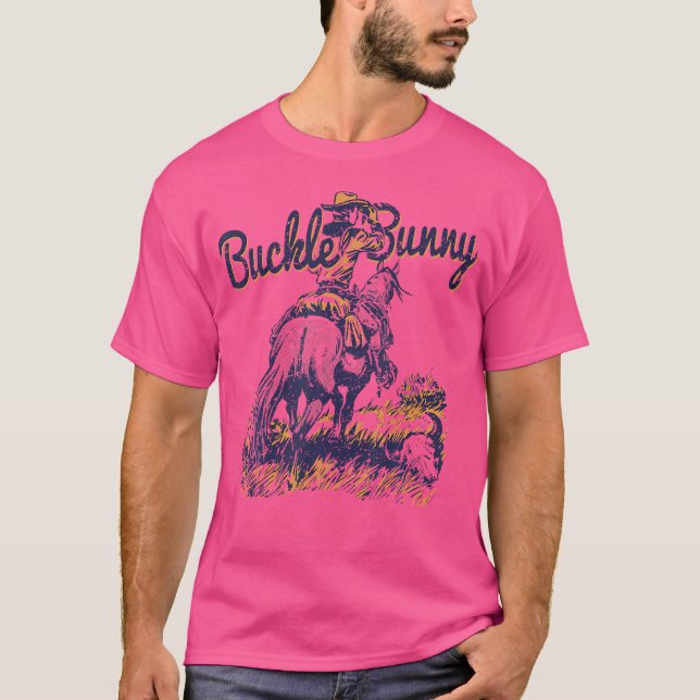 Cowboy Ranch Buckle Bunny Western Cowgirl T-Shirt (Front)