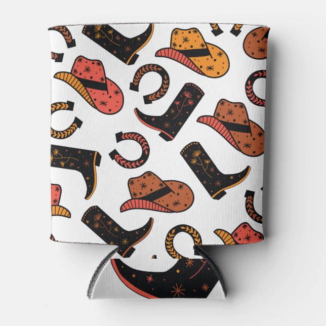 Cowboy Ranch: Wild West Seamless. Can Cooler (Front)