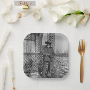 Cowboy Rancher or Canadian Outlaw of Old West Paper Plate