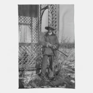 Cowboy Rancher or Canadian Outlaw of Old West Tea Towel