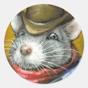 Cowboy rat classic round sticker