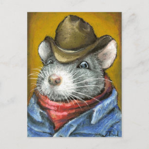 Cowboy rat postcard