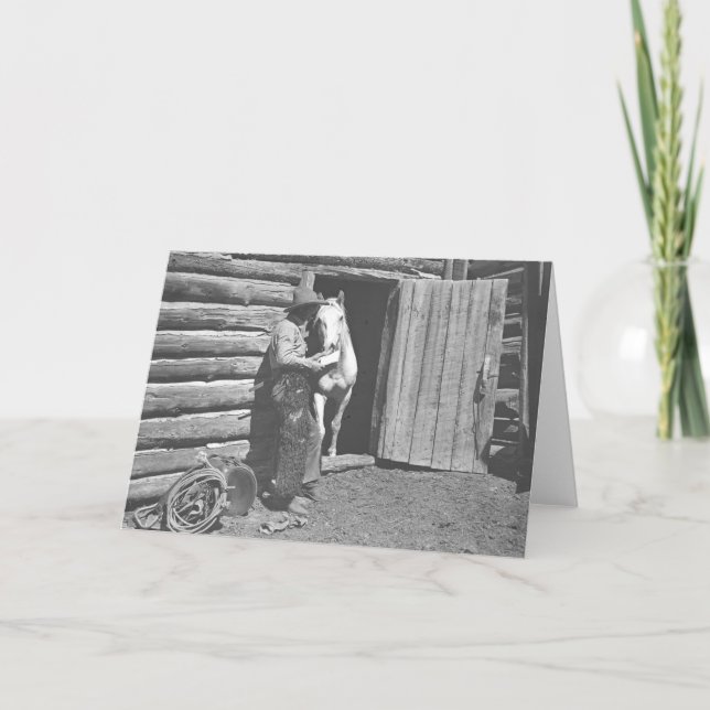 Cowboy reading a letter card (Front)