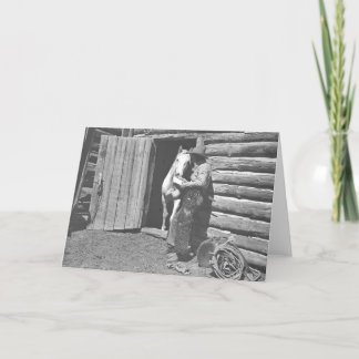 Cowboy reading a letter. card