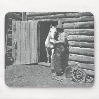 Cowboy reading a letter. mouse pad