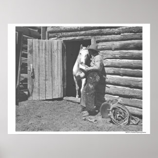 Cowboy reading a letter. poster