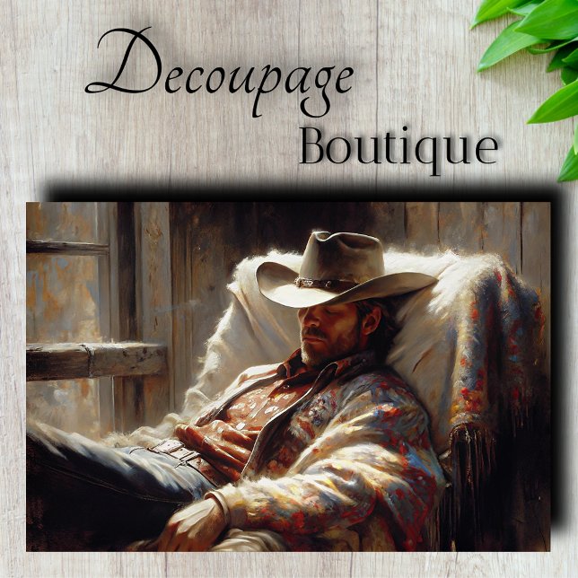 Cowboy Resting Decoupage Tissue Paper (Cowboy Resting Decoupage Tissue Paper)