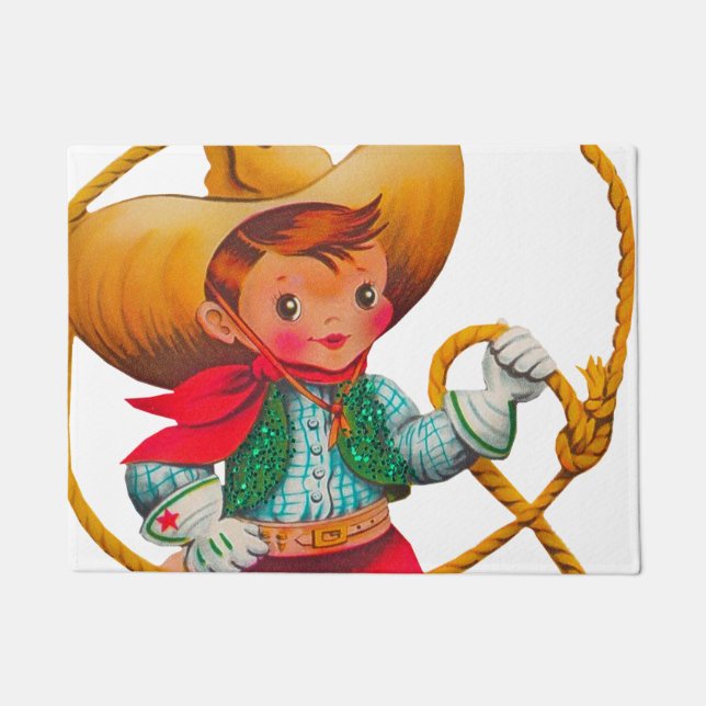 Cowboy Retro Boy Child Cute Western Doormat (Front)