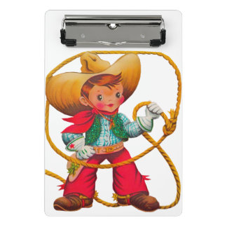 Cowboy Retro Boy Child Cute Western Mini Clipboard