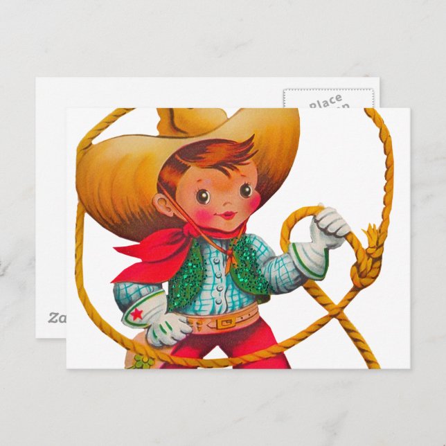 Cowboy Retro Boy Child Cute Western Postcard (Front/Back)