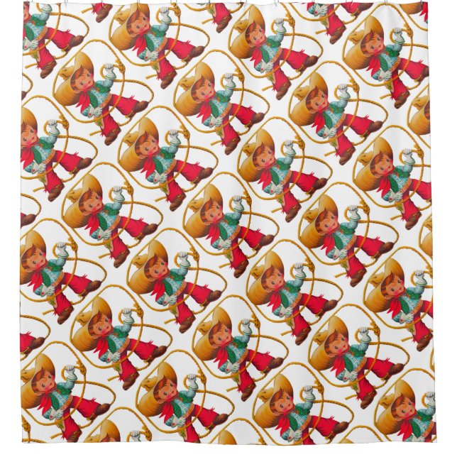 Cowboy Retro Boy Child Cute Western Shower Curtain (Front)