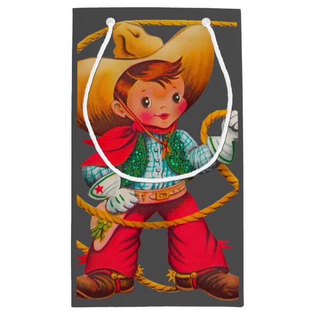 Cowboy Retro Boy Child Cute Western Small Gift Bag (Back)