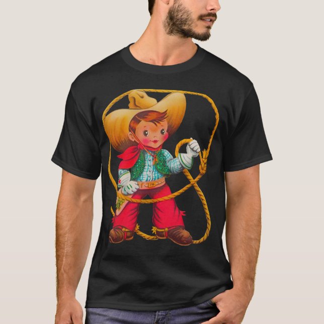 Cowboy Retro Boy Child Cute Western T-Shirt (Front)