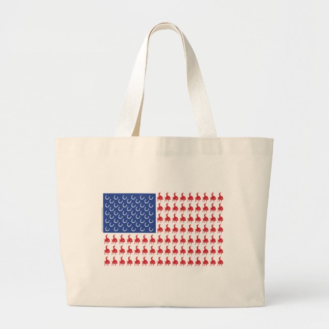Cowboy-Rider-Flag-Tee Large Tote Bag (Front)
