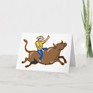 Cowboy Riding A Bull Greeting Cards
