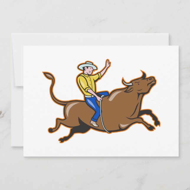 Cowboy Riding A Bull Invitations (Front)