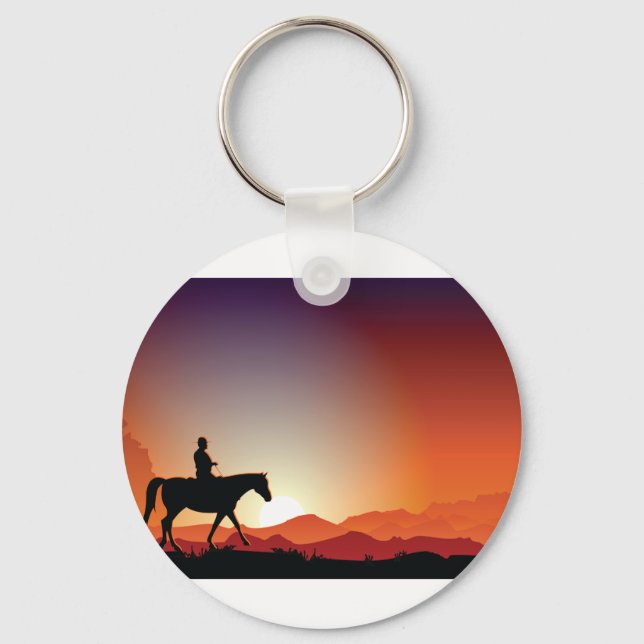 Cowboy Riding A Horse Keychain (Front)