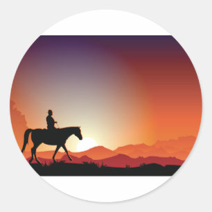 Cowboy Riding A Horse Stickers