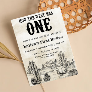 Cowboy Rodeo 1st Birthday How The West Was One Inv Invitation