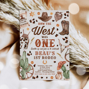 Cowboy Rodeo 1st Birthday How The West Was One Invitation