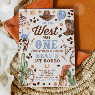Cowboy Rodeo 1st Birthday How The West Was One Invitation