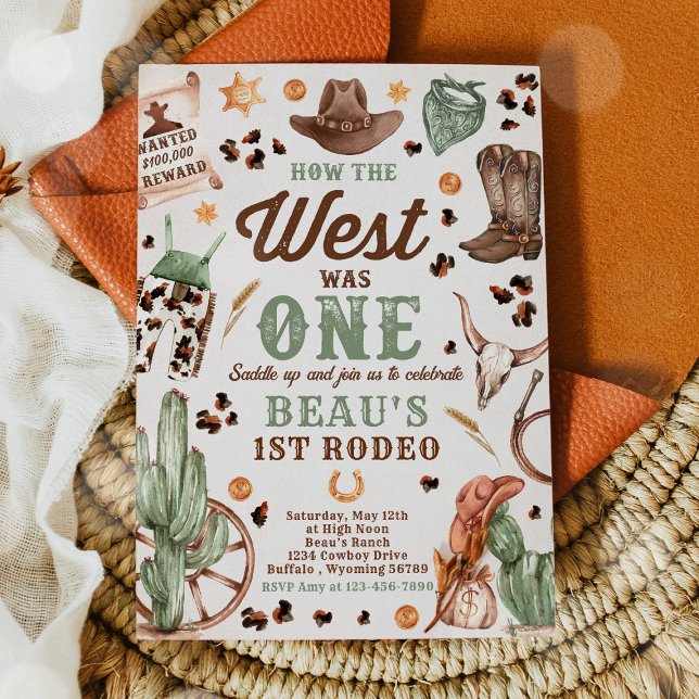 Cowboy Rodeo 1st Birthday How The West Was One Invitation (Creator Uploaded)