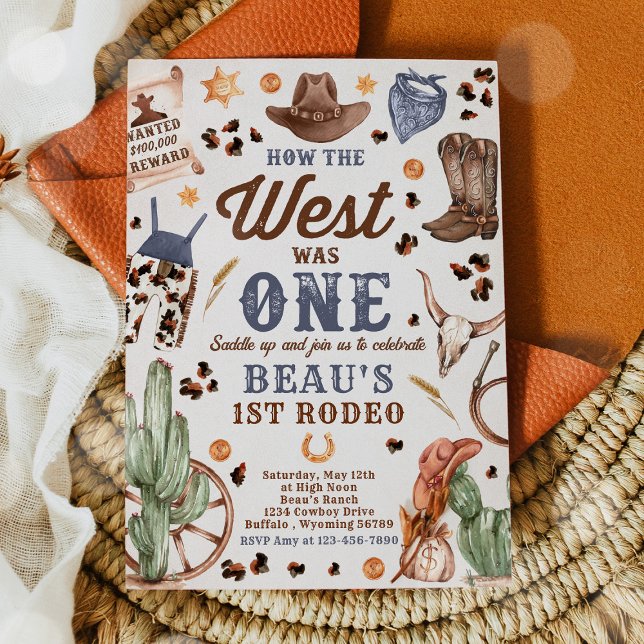 Cowboy Rodeo 1st Birthday How The West Was One Invitation (Creator Uploaded)