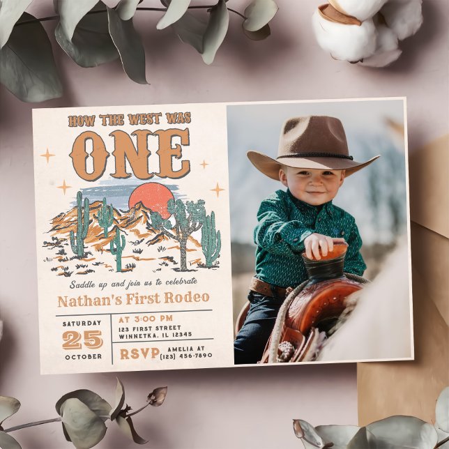 Cowboy Rodeo 1st Birthday Party Photo Invitation (Creator Uploaded)