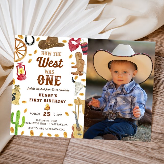  Cowboy Rodeo 1st Birthday Photo Invitation (Creator Uploaded)
