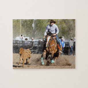 Cowboy Rodeo Calf Roping Western Sports Jigsaw Puzzle