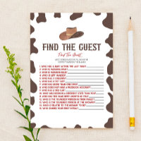 Cowboy Rodeo Find The Guest Baby Shower Game