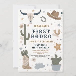 Cowboy Rodeo First Birthday 1st Western Invitation