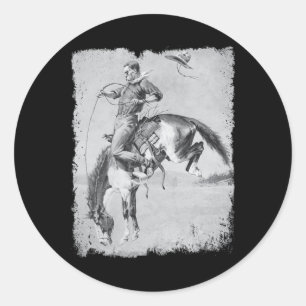 Cowboy Rodeo Horse Western Country Vintage Bronco  Classic Round Sticker