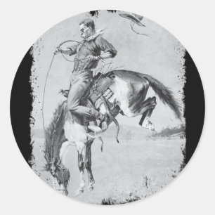 Cowboy Rodeo Horse Western Country Vintage Bronco Classic Round Sticker