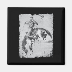 Cowboy Rodeo Horse Western Country Vintage Bronco Magnet