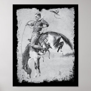Cowboy Rodeo Horse Western Country Vintage Bronco  Poster