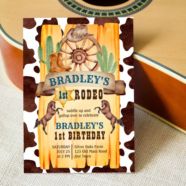 Cowboy rodeo horses western birthday party invitation (Creator Uploaded)