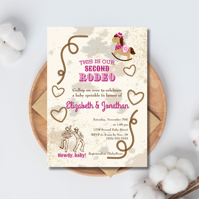 Cowboy Rodeo Pink Howdy Baby Shower Sprinkle Invitation (Creator Uploaded)