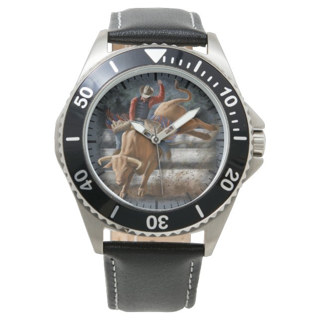 Cowboy Rodeo Rider Bucking Bull Western Theme  Watch (Front)
