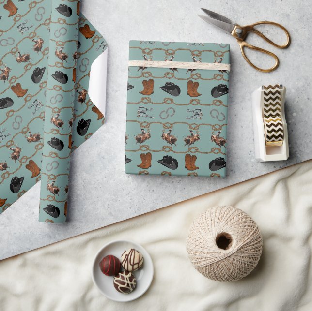 Cowboy Rodeo Tack  Wrapping Paper (Crafts)